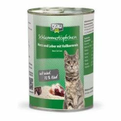 grau Schlemmertöpchen Adult-Cat | Mit Herz, Leber & Vollkornreis | Katzenfutter Nassfutter