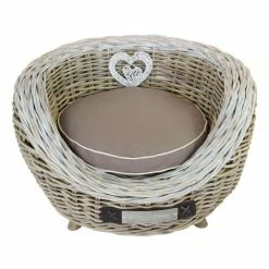 Happy-House Rattan Sofa Flecht mit Herz | 55x36cm | Katzen-Schlafplatz | Gemütlicher Liegeplatz für Katzen