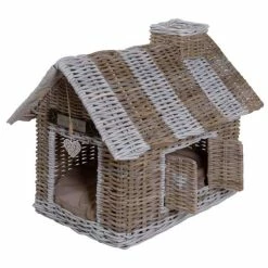 Happy-House Villa Rattan Katzenkorb | 42x62x59 cm | Gemütlicher Schlafplatz für Katzen