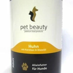 Pet-Beauty Nassfutter für Hunde mit Huhn, Karotten & Distelöl, 6x400g - Hochwertiges Hundefutter für eine gesunde Ernährung