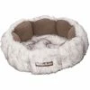Happy-House Rundes Kuschelbett mit Pelz für Hunde & Katzen | Katzen-Schlafplatz