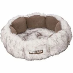 Happy-House Rundes Kuschelbett mit Pelz für Hunde & Katzen | Katzen-Schlafplatz