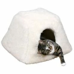 Trixie Kuschelhöhle Fay, 42x28x44cm, Creme – Gemütlicher Katzen-Schlafplatz