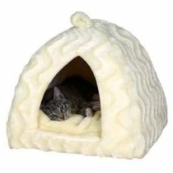 Trixie Kuschelhöhle Delia, 40x40x42cm, Creme - Gemütlicher Katzen-Schlafplatz