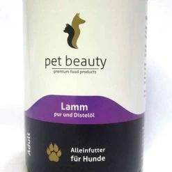 Pet-Beauty Nassfutter für Hunde mit Lamm & Distelöl, 6x400g - Hochwertiges Hundefutter für eine gesunde Haut und glänzendes Fell