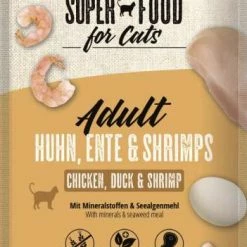 MACS Superfood Pouches mit Huhn, Ente & Shrimps | 12x100g | Hochwertiges Nassfutter für Katzen