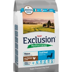 Futterglück Exclusion Mediterraneo Senior Trockenfutter für kleine Hunderassen mit Hühnchen | Hypoallergenes Hundefutter