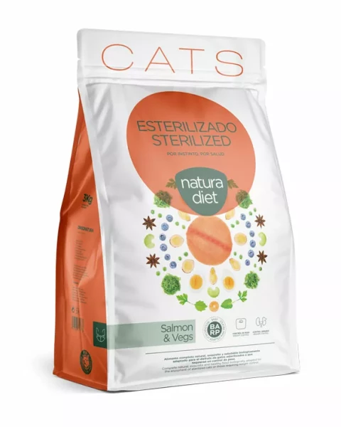 Natura Diet CAT Sterelized Salmon Trockenfutter - Hochwertiges Katzenfutter mit Lachs für kastrierte Katzen 1 Natura Diet CAT Sterelized Salmon Trockenfutter - Hochwertiges Katzenfutter mit Lachs für kastrierte Katzen