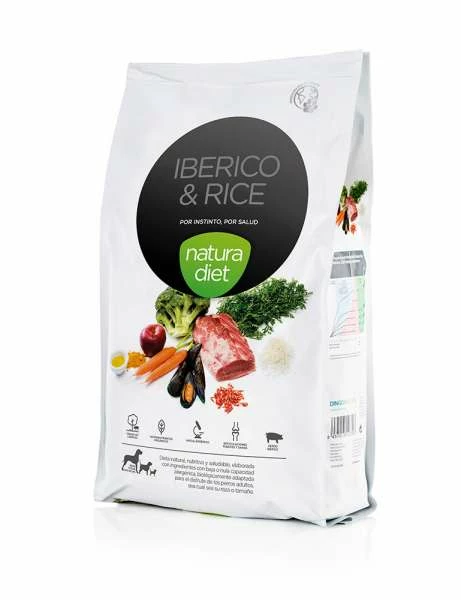 Natura Diet Iberico & Reis Trockenfutter für Hunde - Premium Hundefutter mit Iberico-Schwein und Reis 1 Natura Diet Iberico & Reis Trockenfutter für Hunde - Premium Hundefutter mit Iberico-Schwein und Reis