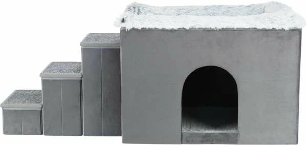 Trixie Höhle Harvey Mit Treppe | Soft Edition - Kuscheliger Katzen-Schlafplatz