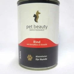 Pet-Beauty Hundefutter Nassfutter mit Rind & Distelöl - 6x400g - Premium-Nahrung für Hunde