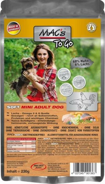 MACS Mac's Soft To Go | Mit Mini Huhn & Lachs | 6x 230g Hundefutter | Hochwertiges Nassfutter für Hunde 1 MACS Mac's Soft To Go | Mit Mini Huhn & Lachs | 6x 230g Hundefutter | Hochwertiges Nassfutter für Hunde