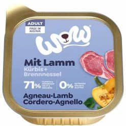 WOW ADULT Hundefutter mit Lamm, Kürbis & Brennnessel | 11x 150g Nassfutter für Hunde