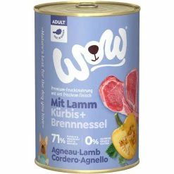 WOW ADULT Hundefutter mit Lamm, Kürbis & Brennnessel | 6x Getreidefreies Nassfutter für Hunde