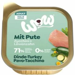 WOW ADULT Hundefutter mit Pute, Zucchini & Löwenzahn - 11x 150g | Natürliches Nassfutter für Hunde