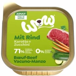 WOW ADULT Hundefutter mit Rind, Karotte & Zucchini | 11x 150g Nassfutter für Hunde